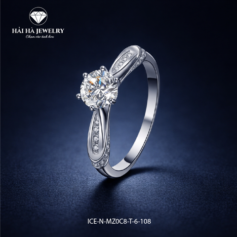 Nhẫn nữ bạc 925 moissanite thân xoắn mềm – tinh tế và nữ tính