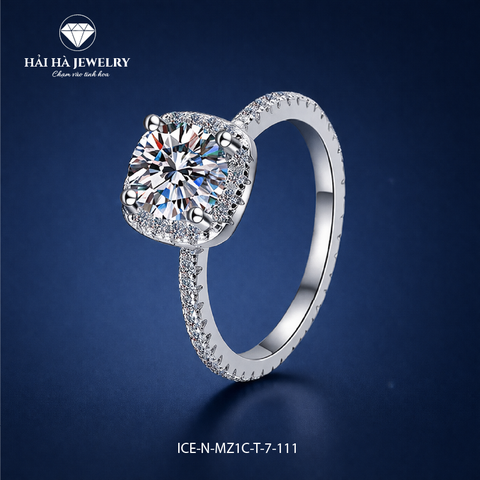 Nhẫn nữ bạc 925 đính kim cương Moissanite 1 Carat