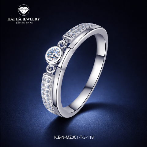 Nhẫn nữ bạc 925 moissanite điểm charm tròn – chuyển động nhẹ, đeo lên tay rất xinh