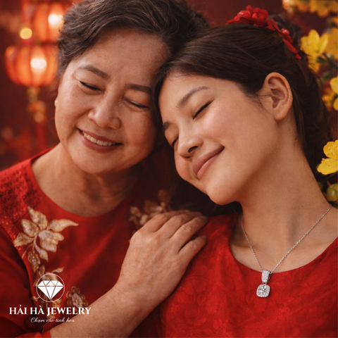 Dây chuyền bạc 925 đính moissanite dáng vuông tinh tế | Hải Hà Jewelry