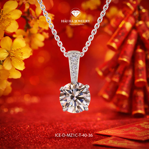 Dây chuyền bạc 925 đính moissanite dáng tròn tinh tế | Hải Hà Jewelry