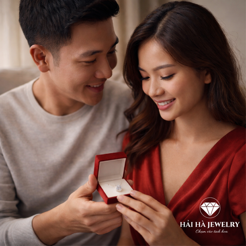 Dây chuyền bạc 925 đính moissanite 1 carat dáng vuông tinh tế | Hải Hà Jewelry