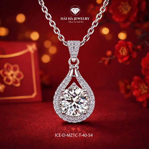 Dây chuyền bạc 925 đính moissanite 1 carat dáng giọt nước tinh tế | Hải Hà Jewelry