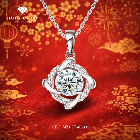 Dây chuyền bạc 925 đính moissanite dáng chuyển động mềm | Hải Hà Jewelry