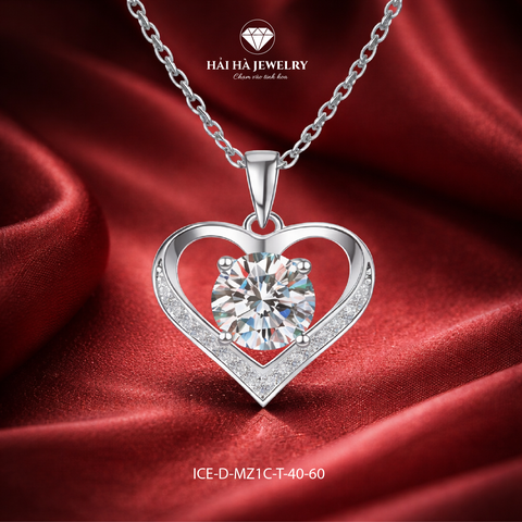Dây chuyền bạc 925 đính moissanite dáng trái tim | Hải Hà Jewelry