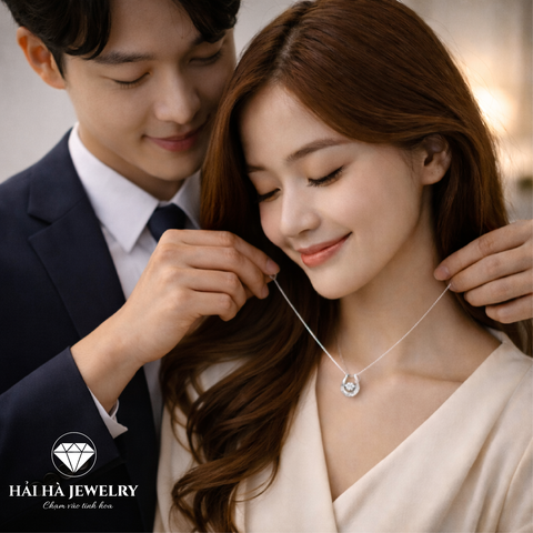 Dây chuyền bạc 925 đính moissanite dáng móng ngựa | Hải Hà Jewelry