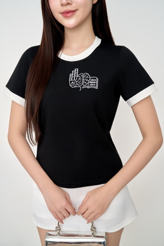 Áo Thun Nữ Bamboo Cổ Tròn Phối Bo Cá Tính