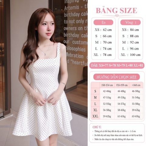 Váy 2 Dây Chấm Bi VAY3 Dáng Xòe 2 Lớp Dây Vai Buộc Nơ