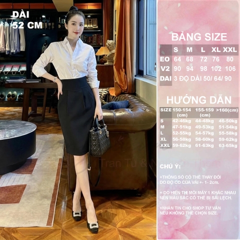 Chân Váy Dáng Suông CV39 Cạp Cao 9cm Có 3 Độ Dài Lựa Chọn