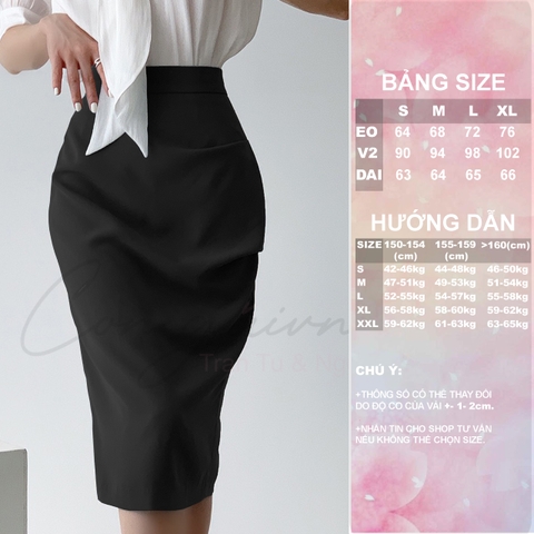 [Congai.vn ] Chân váy Bút chì, Cạp cao tôn dáng, Xếp ly sườn che bụng, CV19 Vải Kate dày, Cao cấp 2024.