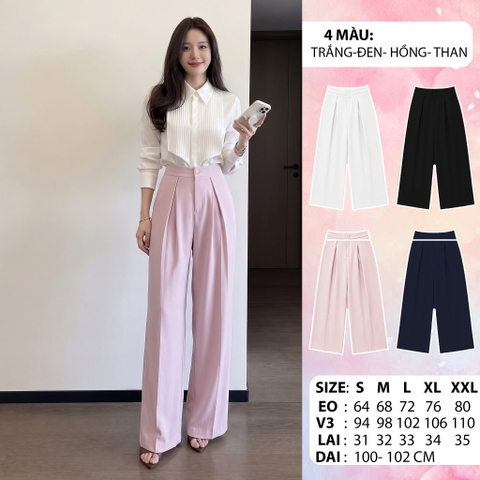 [Congaivn] [CÓ TÚI ] Quần nữ ống rộng Q4 – Cạp cao xếp ly, dài 100–102cm, 4 màu , công sở, thanh lịch