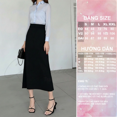 Chân Váy Cạp Cao Dáng A Dài CV40 Vải Dày Đứng Form Tôn Dáng