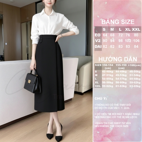 Chân Váy Dài Dáng Suông Xẻ Trước CV41 Cạp Cao Vải Dày Đứng Form