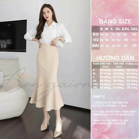 Chân Váy Đuôi Cá Dáng Dài CV44 Cạp Cao Vải Kate Dày Tôn Dáng
