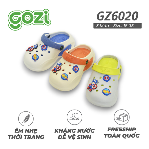 Dép Sục Trẻ Em Gozi, Đế Cao 3cm Chống Trơn Trượt, Kèm Charm Dễ Thương GZ6020