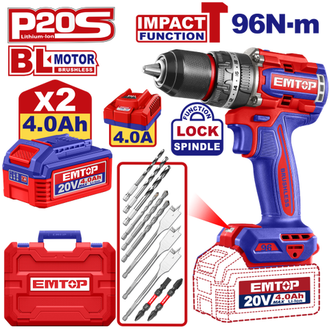 Bộ máy khoan PIN EMTOP CÓ BÚA 13MM, LỰC SIẾT 96N MÃ ECIDL20968