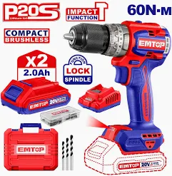 Bộ máy khoan PIN EMTOP 13mm có búa lực siết 60N mã ECIDL20602