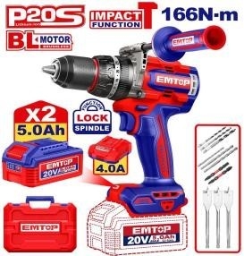 Bộ máy khoan PIN EMTOP 166Nm có búa mã ECIDL201668