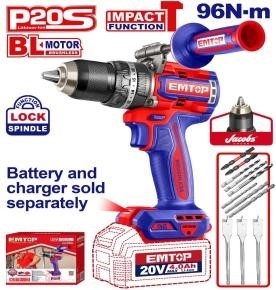 Thân máy khoan PIN EMTOP 13MM CÓ BÚA, LỰC SIẾT 96Nm MÃ ECIDL209685