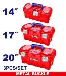 Bộ 3 hộp đựng dụng cụ bằng nhựa EMTOP (Khóa inox) EPBXK0302