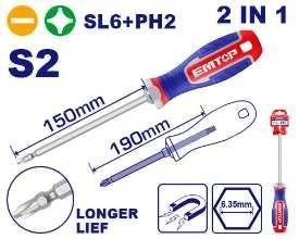 Tua vít 2 đầu (đầu bake và đầu dẹp) emtop ESDRH2061