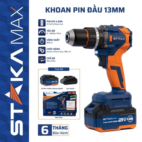 Máy Khoan Pin Từ 80N.m Đầu 13mm STAKA