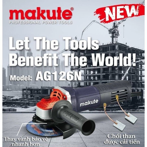 [TẶNG LƯỠI CẮT ĐA NĂNG] Máy Mài 850W Máy mài Makute 100mm AG126-N Chính Hãng Bảo Hành 6 Tháng