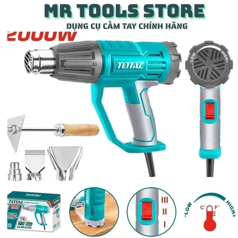 Máy khò nhiệt, thổi hơi nóng 2000W Total TB20078 - Có thể điều chỉnh nhiệt độ với nắp xoay phía sau để điều khiển