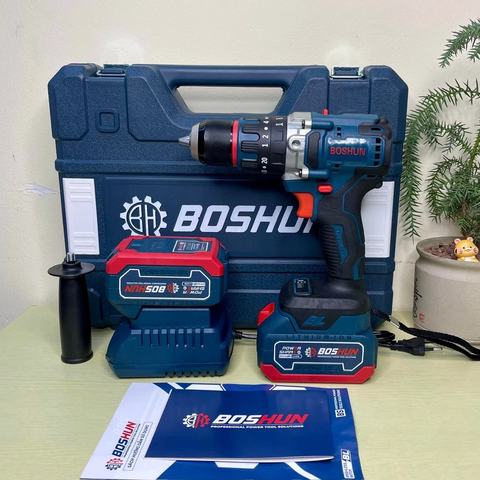 Máy Khoan Pin Boshun 1390BL Đầu Kẹp 13 Ly , Có Khoá Trục Tự Động - Bảo Hành 6 Tháng