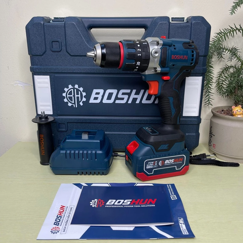 Máy Khoan Pin Boshun 1390BL Đầu Kẹp 13 Ly , Có Khoá Trục Tự Động - Bảo Hành 6 Tháng