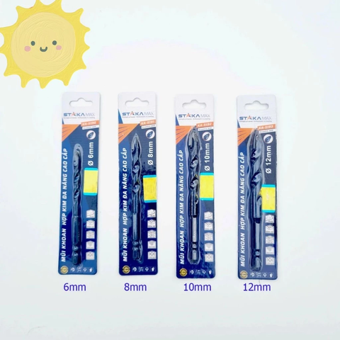 Bộ 4 mũi khoan đa năng cao cấp số 6,8,10,12mm Staka chính hãng MÀU XANH DƯƠNG