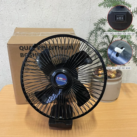 Thân quạt chạy pin BOSHUN xoay được, chân pin phổ thông 4cm chân pin makita