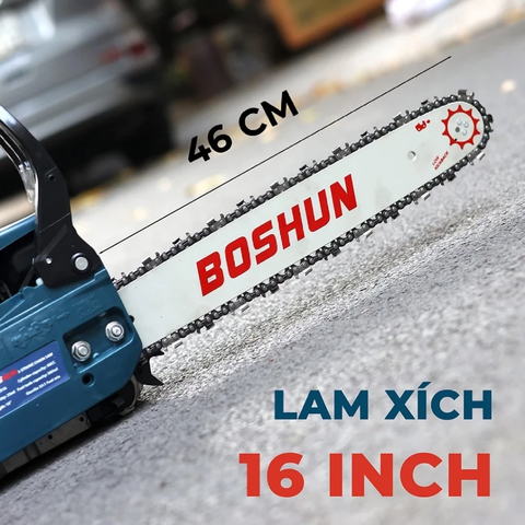Máy Cưa Xích Chạy Xăng BOSHUN BS-CX16, Lam Xích Dài 16INCH, Bơm Nhớt Tự Động - Động Cơ Xăng 2 Thì 58CC Mạnh Mẽ