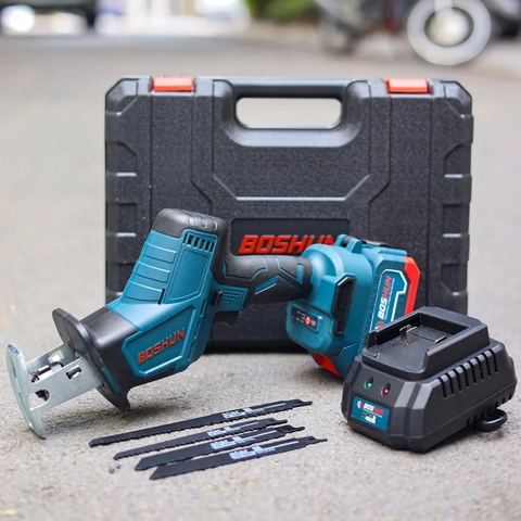 Máy Cưa Kiếm Pin BOSHUN Cắt Đa Năng, Động Cơ Không Chổi Than, Lõi Đồng - Tặng Kèm 4 Lưỡi Cưa