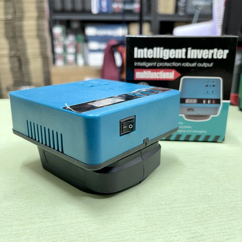 [KHÔNG DÙNG QUẠT] Bộ chuyển đổi nguồn pin 18V-21V lên điện 220V sử dụng cho pin chân phổ thông 4cm