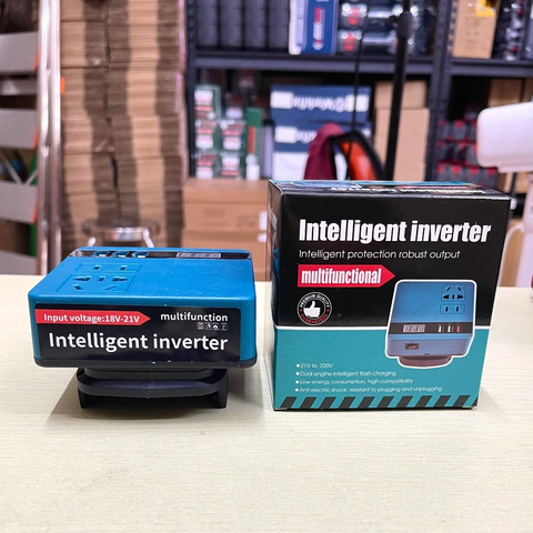 [KHÔNG DÙNG QUẠT] Bộ chuyển đổi nguồn pin 18V-21V lên điện 220V sử dụng cho pin chân phổ thông 4cm