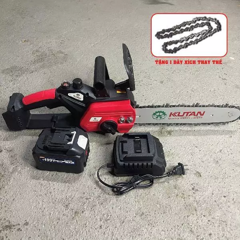 [KÈM XÍCH THAY THẾ] Máy cưa xích Pin KUTAN không chổi than lam xích 12inch núm điều chỉnh lam xích ngoài