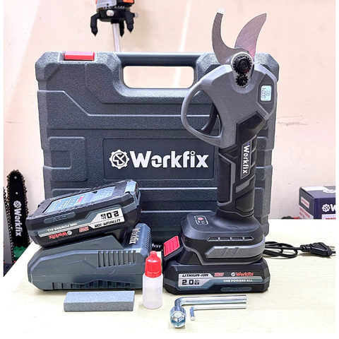 Kéo cắt cành pin WORKFIX WF-CP30BL, Động cơ Không chổi than, Màn hình led hiển thị, Cắt 3cm