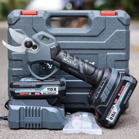 Kéo cắt cành pin WORKFIX WF-CP30BL, Động cơ Không chổi than, Màn hình led hiển thị, Cắt 3cm