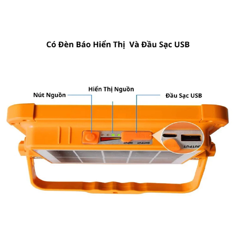 Đèn Năng Lượng Mặt Trời Đa Năng Cầm Tay 300W, Tích Điện Chống Nước IP66, 5 Chế Sáng, Có Đèn Cảnh Báo
