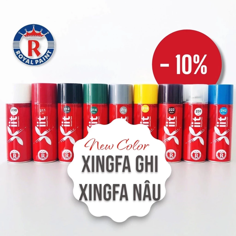 Sơn Xịt XIIT màu XingFa, Sơn XingFa Xịt Nguyên Liệu Ngoại Nhập Đủ Màu, Bền Màu, Nhanh Khô, Chất Lượng Tuyệt Hảo 400ml
