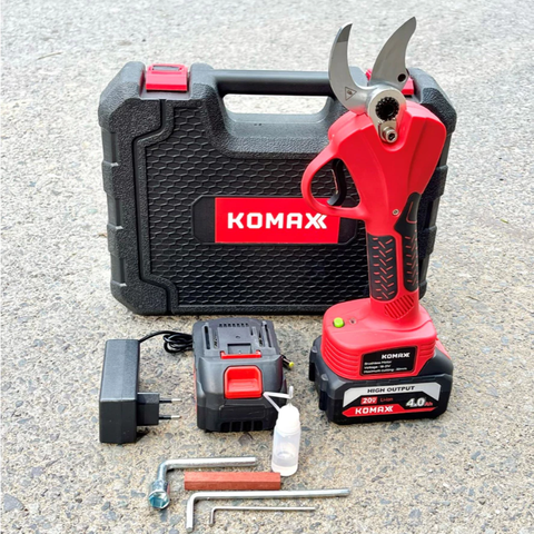 Kéo Cắt Cành Dùng Pin KOMAXX Mở Lưỡi 32mm Chân Pin Phổ Thông 18-21V, Có Chế Độ Chống Cắt Tay Có Thể Bật Tắt