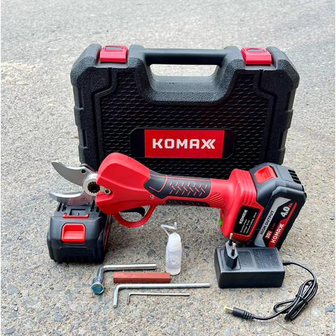 Kéo Cắt Cành Dùng Pin KOMAXX Mở Lưỡi 32mm Chân Pin Phổ Thông 18-21V, Có Chế Độ Chống Cắt Tay Có Thể Bật Tắt