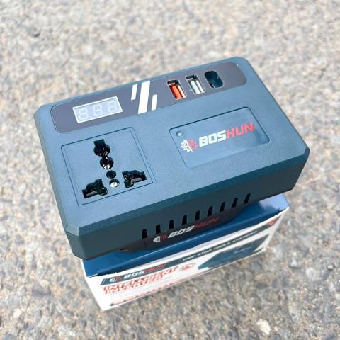 [DÙNG ĐƯỢC QUẠT] Đế Chuyển Đổi Nguồn Điện BOSHUN BS-CD220PRO Chuyển Từ Pin 21v lên 220v, Chân Pin Phổ Thông 4cm