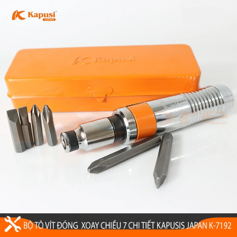 Bộ Tua Vít Đóng Đảo Chiều 7 Chi Tiết Cao Cấp Kapusi K-7192 JAPAN Thép S2 Siêu Cứng