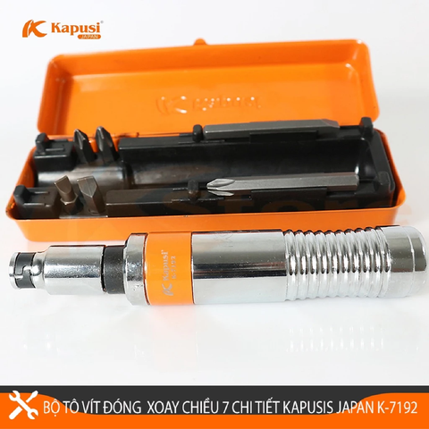 Bộ Tua Vít Đóng Đảo Chiều 7 Chi Tiết Cao Cấp Kapusi K-7192 JAPAN Thép S2 Siêu Cứng