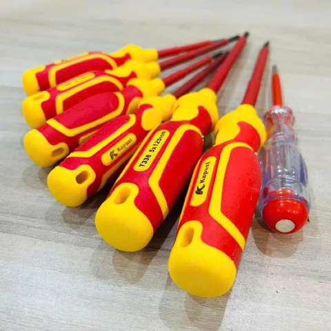 Bộ Tua Vít Cách Điện 1000V Kapusi Nhật Bản K-9201 Gồm 7 Cây Hãng Bộ Tua Vít Đa Năng