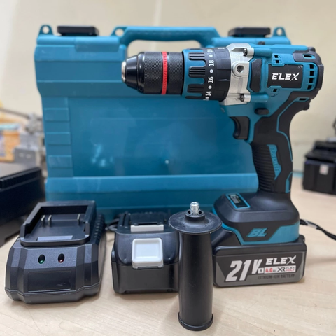 [KÈM TAY CẦM] Máy Khoan Pin ELEX Xanh Dương Máy Khoan 3 Chức Năng Đầu Kẹp 13 ly, Động Cơ Không Chổi Than - Đầu Auto Lock