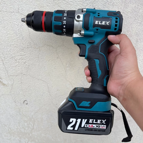[KÈM TAY CẦM] Máy Khoan Pin ELEX Xanh Dương Máy Khoan 3 Chức Năng Đầu Kẹp 13 ly, Động Cơ Không Chổi Than - Đầu Auto Lock