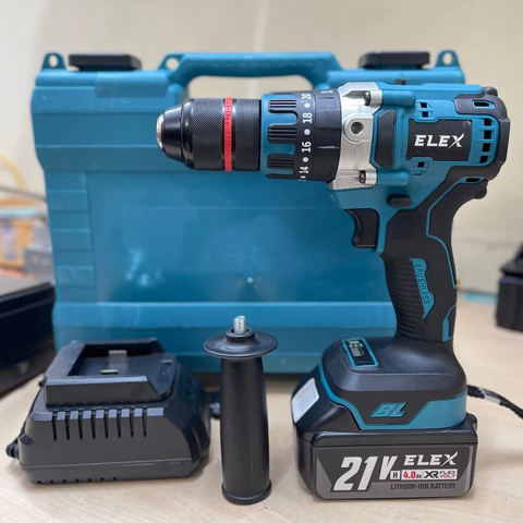 [KÈM TAY CẦM] Máy Khoan Pin ELEX Xanh Dương Máy Khoan 3 Chức Năng Đầu Kẹp 13 ly, Động Cơ Không Chổi Than - Đầu Auto Lock